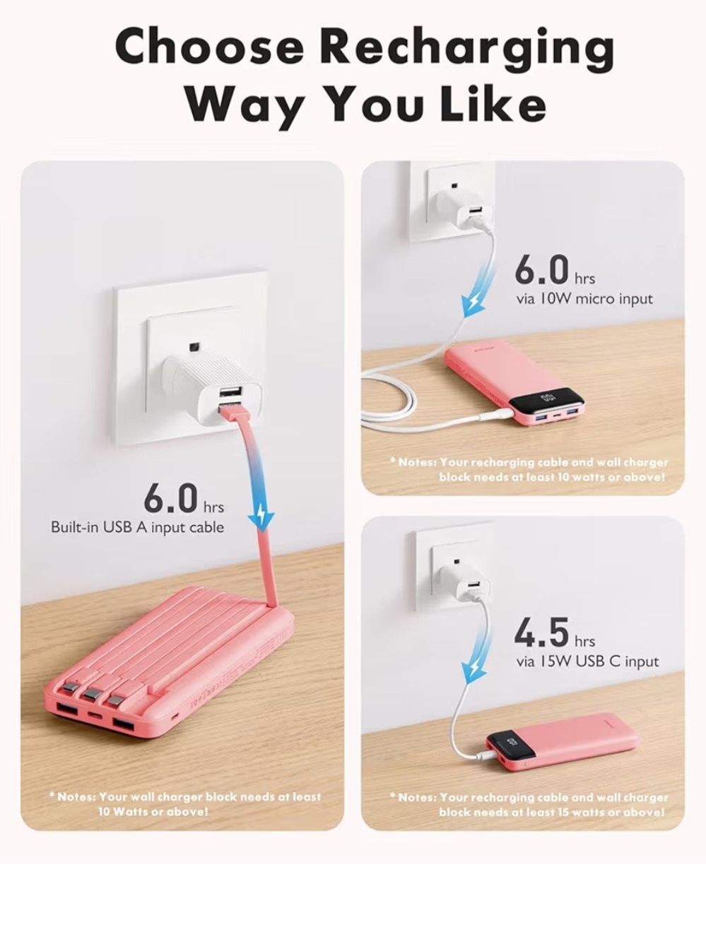 Portable Power Bank Charger - Pink